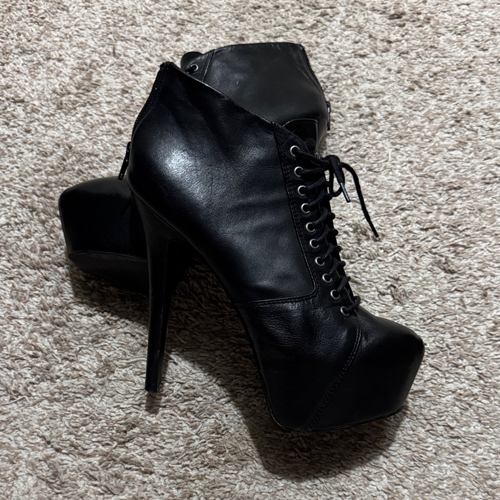 Black Lace-Up Ankle Boots